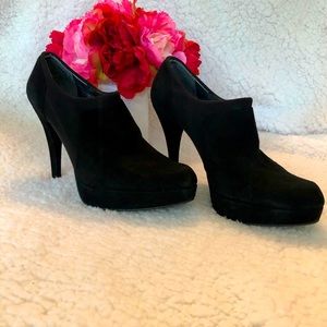 Stuart Weitzman “Upkeep” Black Suede Ankle Bootie
